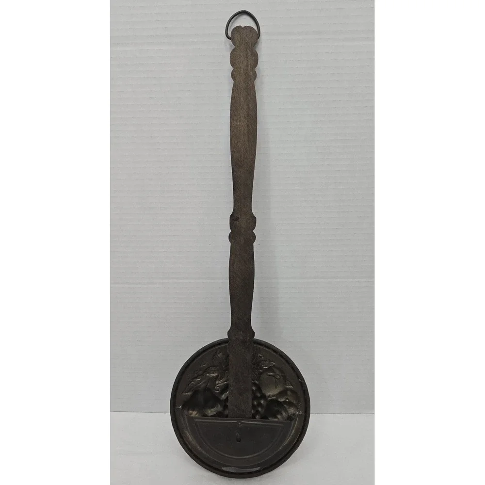 Brass And Wood Wall Hanger Faux Bed Warmer Made in England Vintage See Pictures